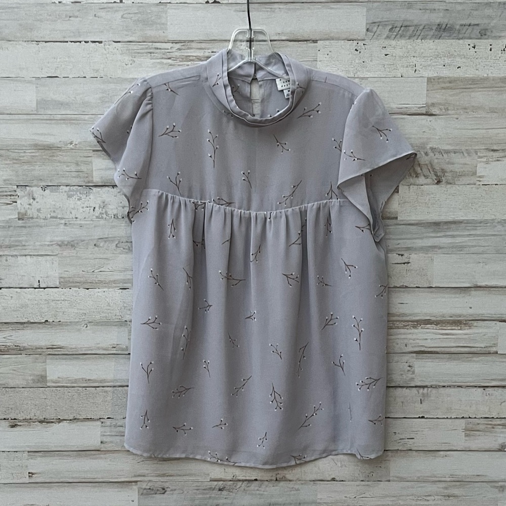 A New Day Babydoll Button Collar Sheer Blouse